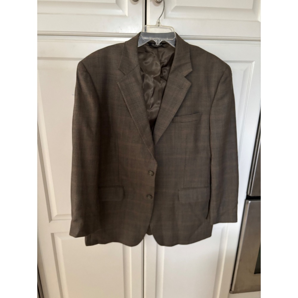 Jos. A. Bank Mens 42S Brown Wool Micro Check Two Button Sport Coat Blazer